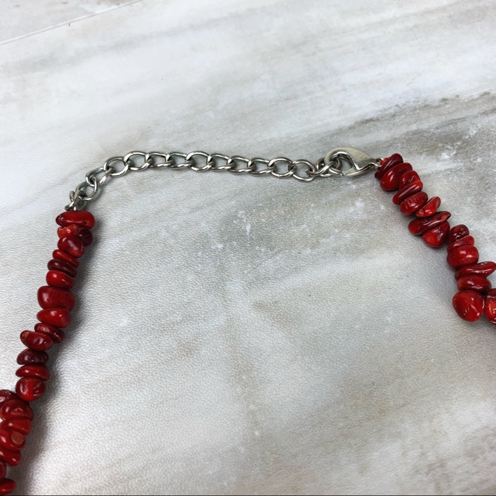 Turquoise & Red Adjustable Statement Necklace - image 7